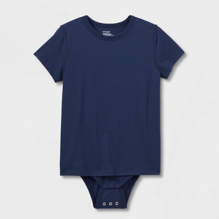 Kids' Adaptive Short Sleeve Bodysuit With Abdominal Access - Cat & Jack Navy