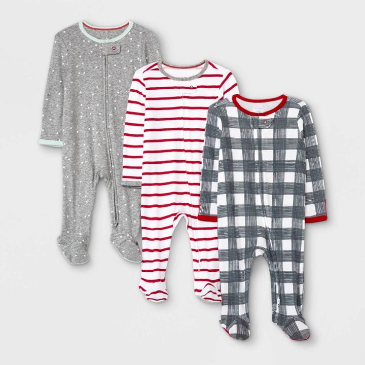 Baby 3pk Holiday Sleep N' Play - Cloud Island Red Newborn