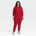 Women's Plus Size Thermal Pajama Set - Stars Above Red