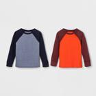 Toddler Boys' 2pk Long Sleeve Raglan T-shirt - Cat & Jack Blue/orange