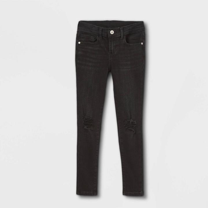 Girls' Distressed Skinny Mid-rise Jeans - Art Class Black