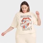 The Rolling Stones Women's Rolling Stones Plus Size Europe 82 Short Sleeve Cropped Graphic T-shirt - Beige
