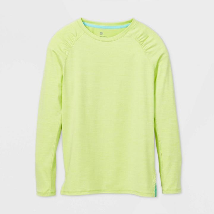 Girls' Quick Dry Upf 50+ Long Sleeve Swim T-shirt - All In Motion Bright Yellow