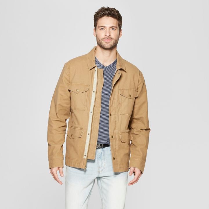 Men's Casual Fit Shirt Jacket - Goodfellow & Co Khaki