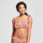 Women's Ruffle Bralette Bikini Top - Xhilaration Marigold Floral D/dd Cup, Yellow
