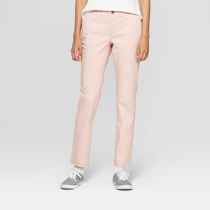 Women's Slim Chino Pants - A New Day Pink