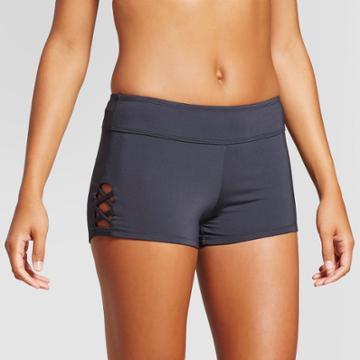 Women's Strappy Side Swim Shorts - Slate Gray - S - Mossimo, Alum Gray