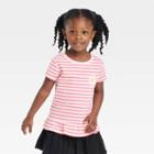 Toddler Girls' Striped Flower Top - Cat & Jack Pink