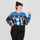 Well Worn Women's Meowzel Tov Plus Size Cat Sweater (juniors') - Blue 1x, Women's,