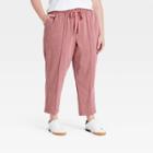 Women's Plus Size Pull-on Linen Pants - Ava & Viv Rose X, Pink