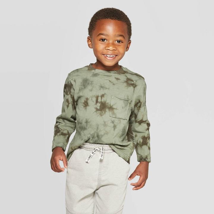 Toddler Boys' Long Sleeve Pocket T-shirt - Art Class Olive 12m, Boy's, Green