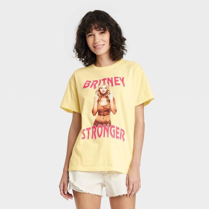 Women's Britney Spears Stronger Short Sleeve Graphic T-shirt - Yellow