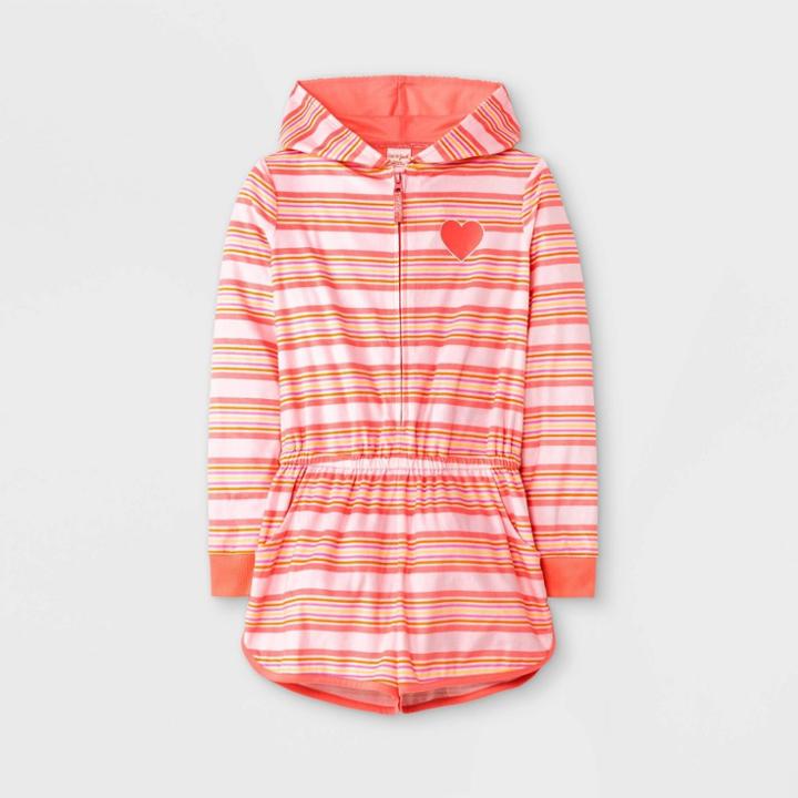 Girls' Retro Striped Long Sleeve Pajama Romper - Cat & Jack Pink