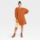 Women's Plus Size Long Sleeve Sweater Dress - A New Day Brown