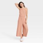 Women's Sleeveless Smocked Cinched Jumpsuit - A New Day Peach