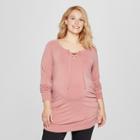 Maternity Plus Size Long Sleeve Lace-up Sweatshirt - Isabel Maternity By Ingrid & Isabel Safari Rose