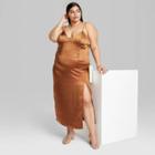 Women's Plus Size Satin Slip Dress - Wild Fable Rust