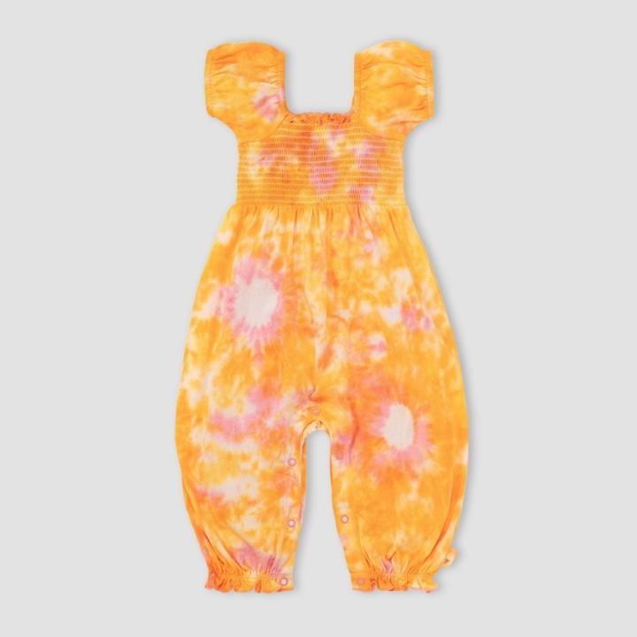 Burt's Bees Baby Girls' Tie-dye Smocked Jumpsuit - Light Pink Newborn