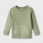 Toddler Boys' Quilted Fleece Crew Neck Sweatshirt - Cat & Jack Olive Green