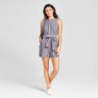 Mossimo Women's Striped Poplin Tie Waist Romper -