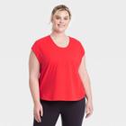 Women's Plus Size Short Sleeve Scoop Neck T-shirt - All In Motion Bright Red