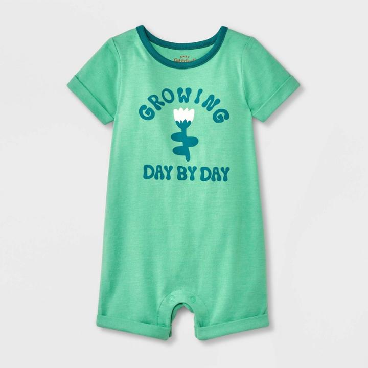 Baby Flower Short Sleeve Romper - Cat & Jack Green Newborn