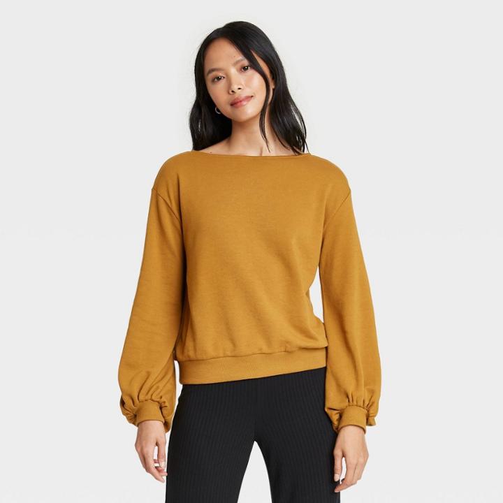 Women's Boat Neck Sweatshirt - Who What Wear Brown