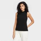 Women's Mock Neck Ribbed Tank Top - A New Day Black