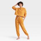 Women's Floral Fleece Lounge Cropped Sweatshirt - Colsie Yellow
