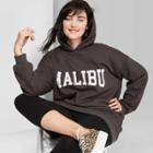 Women's Plus Size Long Sleeve Hooded Tunic Sweatshirt Malibu Graphic - Wild Fable Charcoal 1x, Women's, Size: