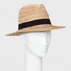 Women's Raffia Panama Hat With Black Band - Universal Thread Tan