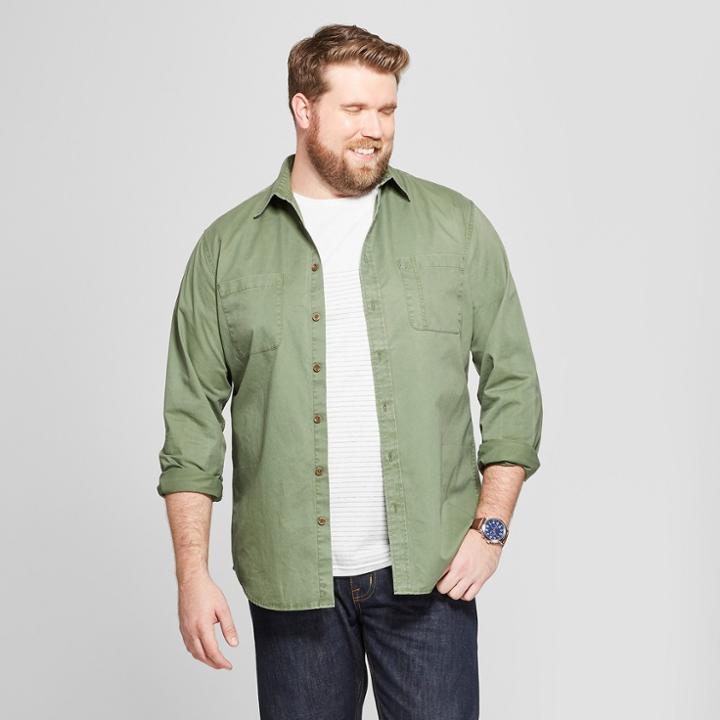 Men's Big & Tall Standard Fit Long Sleeve Denim Button-down Shirt - Goodfellow & Co Orchid