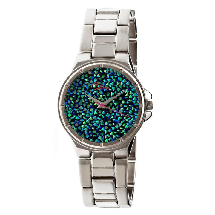 Women's Boum Cachet Watch With Custom Stone-inlaid Dial-silver/green,