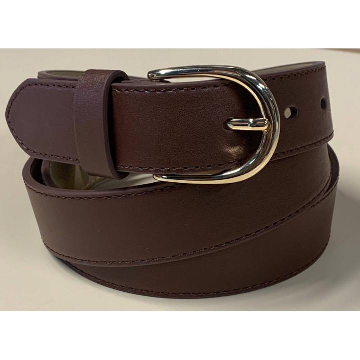 Women's Fashion Skinny Leather Jean Belt With Polished Buckle - A New Day Brown