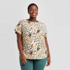 Women's Plus Size Floral Print Short Sleeve Button Back Woven Blouse - Ava & Viv X,