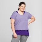 Women's Plus Size Striped 2-in-1 T-shirt - C9 Champion Violet Heather