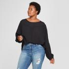 Women's Plus Size Long Sleeve Yoke Detail Blouse - Universal Thread Black
