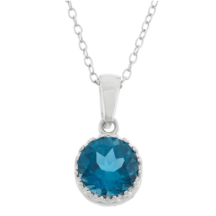 2 Tcw Tiara London Blue Topaz Crown Pendant In Sterling Silver, Women's