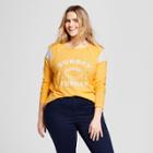 Merona Women's Plus Size Sunday Funday Long Sleeve Varsity Crew Neck Raglan T-shirt (juniors') - Yellow