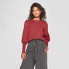 Women's Long Sleeve Wide Cuff Sweatshirt - Who What Wear Burgundy (red)
