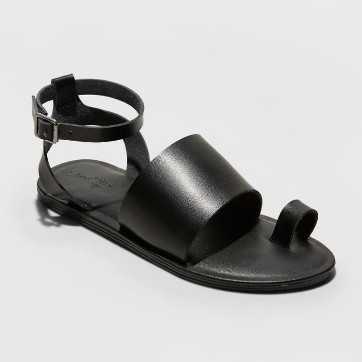 Women's Kenya Wide Width Ankle Strap Sandals - Universal Thread Black 9.5w,