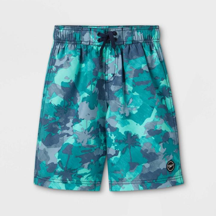Speedo Boys' Camo Swim Trunks - Turquoise