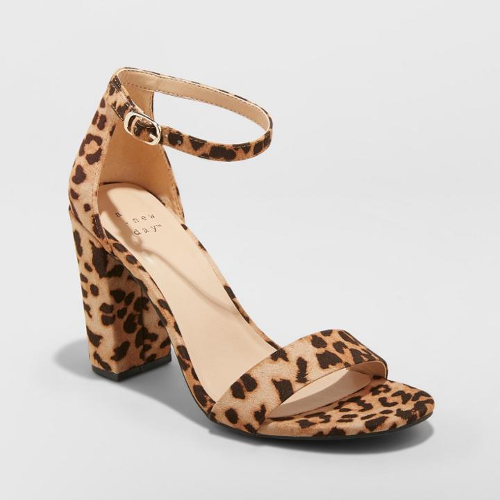 Women's Ema Wide Width High Block Heeled Pumps - A New Day Brown 7w,