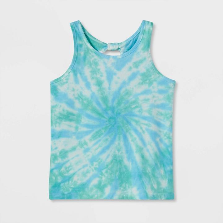 Girls' Tie-back Tie-dye Tank Top - Cat & Jack Turquoise