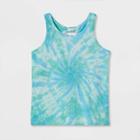 Girls' Tie-back Tie-dye Tank Top - Cat & Jack Turquoise