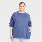 Women's Plus Size Fleece Pullover Sweatshirt - Universal Thread Blue