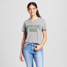 Women's Avocado-holic Short Sleeve Crew Neck T-shirt - Modern Lux (juniors') - Heather Gray