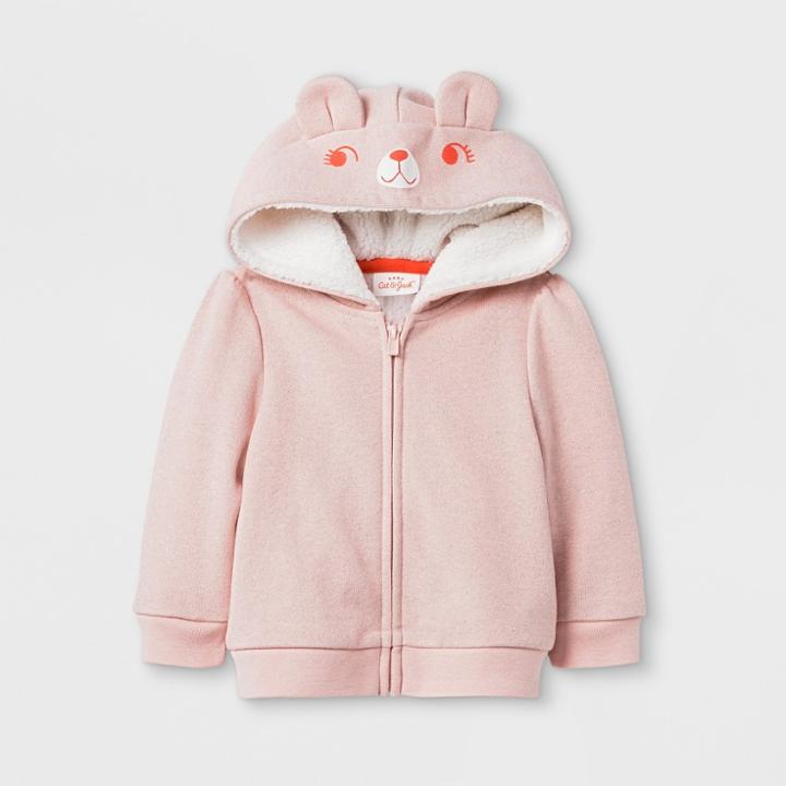 Aby Girls' Sparkle Critter Hoodie - Cat & Jack Peach