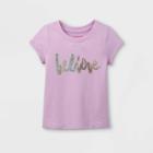 Toddler Girls' Sparkle 'believe' Short Sleeve Graphic T-shirt - Cat & Jack Light Purple