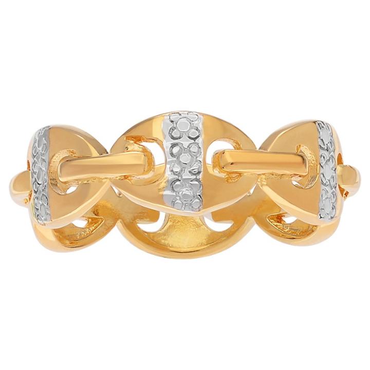 Journee Collection 1/10 Ct. T.w. Round-cut Diamond Pave Set Chain Ring Band In Sterling Silver - Gold,